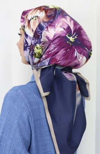 Dijital Rayon Eşarp 70298-07 Lacivert