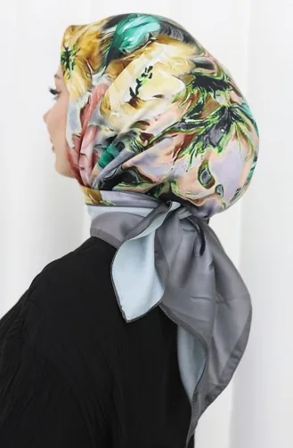 Dijital Rayon Eşarp 70298-11 Füme