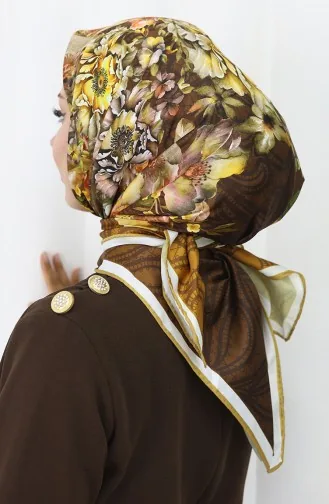 Dijital Rayon Eşarp 70299-07 Acı Kahve