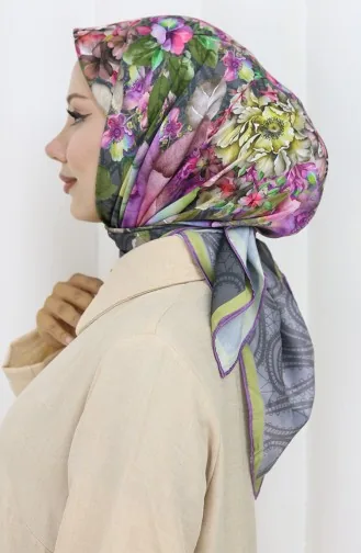 Dijital Rayon Eşarp 70299-08 Füme Lila