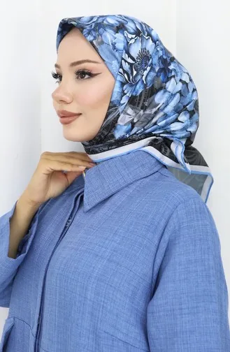 Dijital Rayon Eşarp 70299-10 Antrasit Mavi