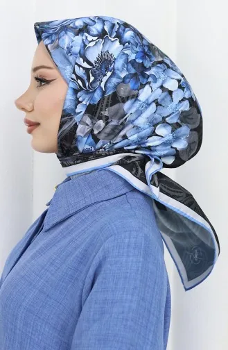 Dijital Rayon Eşarp 70299-10 Antrasit Mavi