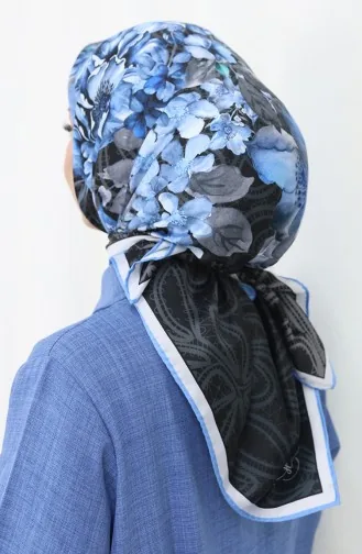 Dijital Rayon Eşarp 70299-10 Antrasit Mavi