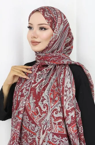 شال جانجان بنمط عرقي 70305-01 أحمر كلاريت 70305-01