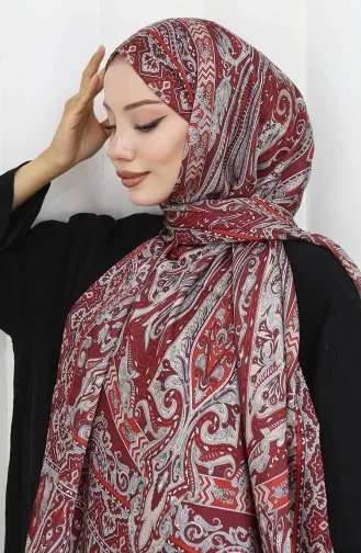 شال جانجان بنمط عرقي 70305-01 أحمر كلاريت 70305-01