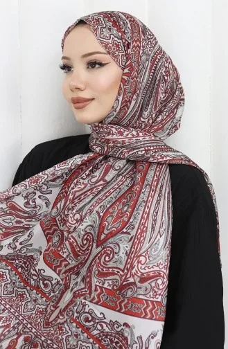 Châle Janjan à Motif Ethnique 70305-03 Beige Bordeaux 70305-03