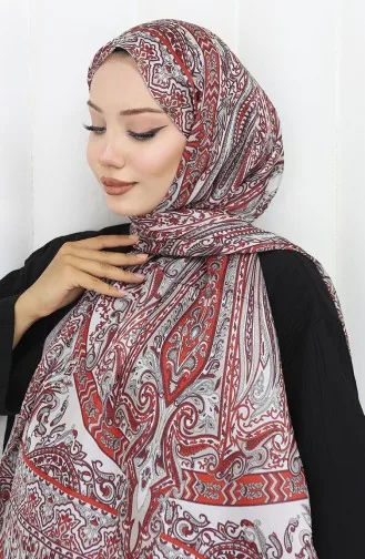 Châle Janjan à Motif Ethnique 70305-03 Beige Bordeaux 70305-03