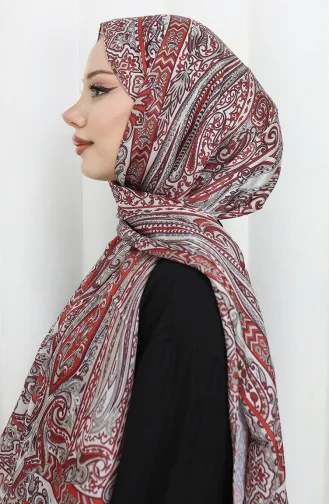 Châle Janjan à Motif Ethnique 70305-03 Beige Bordeaux 70305-03