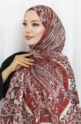 Châle Janjan à Motif Ethnique 70305-05 Bordeaux Rouge Beige 70305-05