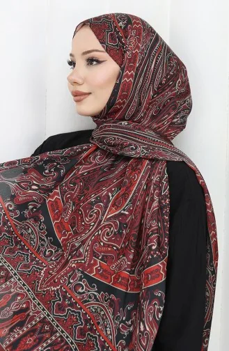 Etnisch Patroon Janjan Shawl 70305-10 Claret Rood Zwart 70305-10