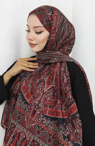 Etnisch Patroon Janjan Shawl 70305-10 Claret Rood Zwart 70305-10