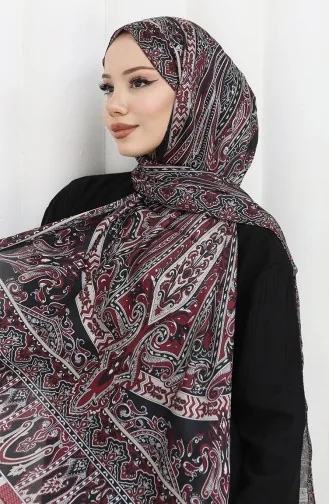 Etnisch Patroon Janjan Shawl 70305-15 Zwart Bordeaux Rood 70305-15