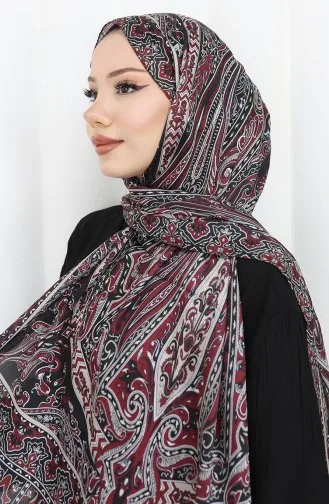 Etnisch Patroon Janjan Shawl 70305-15 Zwart Bordeaux Rood 70305-15