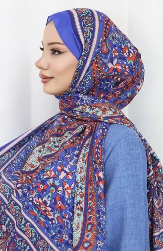 شال ناعم منقوش عرقيًا 70312-04 ساكس 70312-04