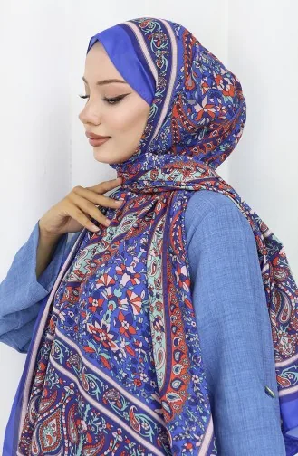 شال ناعم منقوش عرقيًا 70312-04 ساكس 70312-04
