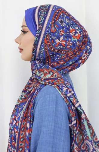شال ناعم منقوش عرقيًا 70312-04 ساكس 70312-04
