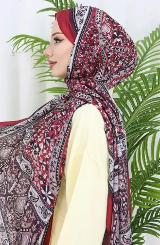 Ethnic Patterned Soft Shawl 70312-05 Claret Red 70312-05