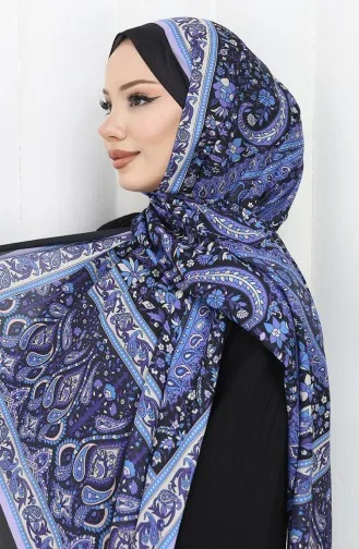 Châle Doux à Motifs Ethniques 70312-07 Noir Lilas 70312-07