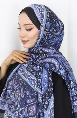 Châle Doux à Motifs Ethniques 70312-07 Noir Lilas 70312-07