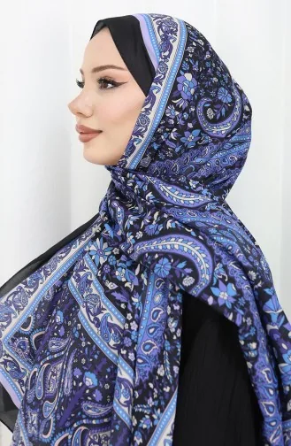 Châle Doux à Motifs Ethniques 70312-07 Noir Lilas 70312-07