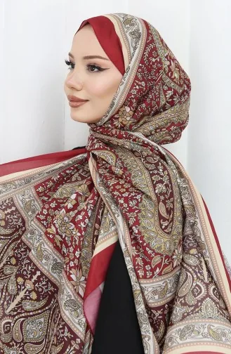 Zachte Sjaal Met Etnisch Patroon 70312-09 Claret Red Cream 70312-09