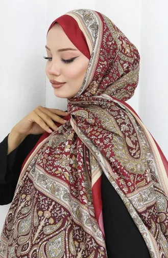 Zachte Sjaal Met Etnisch Patroon 70312-09 Claret Red Cream 70312-09