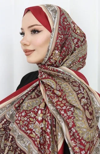 Zachte Sjaal Met Etnisch Patroon 70312-09 Claret Red Cream 70312-09
