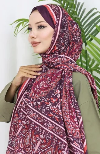 Zachte Sjaal Met Etnisch Patroon 70312-10 Pruim 70312-10