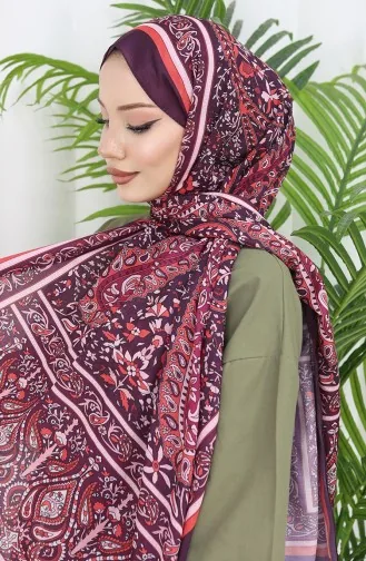 Zachte Sjaal Met Etnisch Patroon 70312-10 Pruim 70312-10