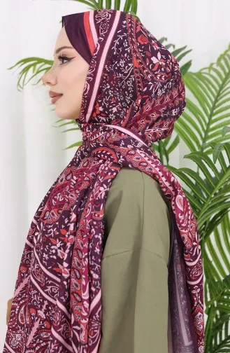 Zachte Sjaal Met Etnisch Patroon 70312-10 Pruim 70312-10