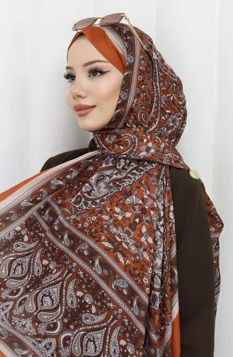 Zachte Sjaal Met Etnisch Patroon 70312-11 Kaneelkleur 70312-11
