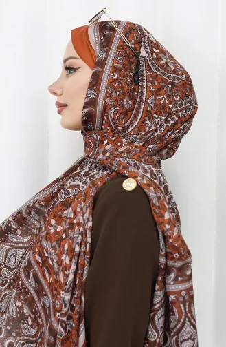 Zachte Sjaal Met Etnisch Patroon 70312-11 Kaneelkleur 70312-11