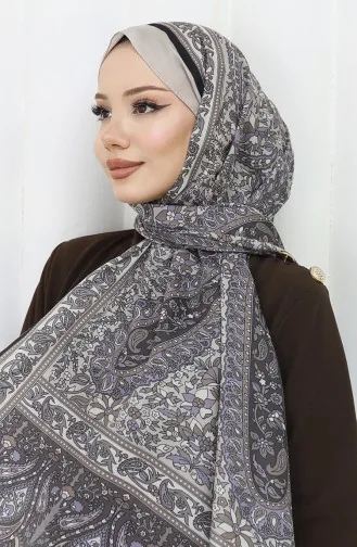 Châle Doux à Motifs Ethniques 70312-12 Beige Gris 70312-12