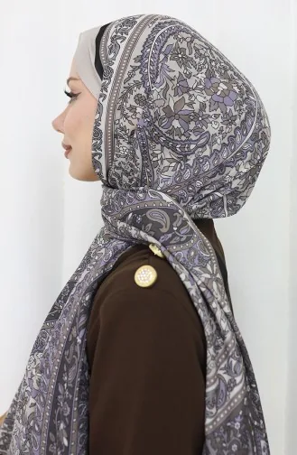 Châle Doux à Motifs Ethniques 70312-12 Beige Gris 70312-12