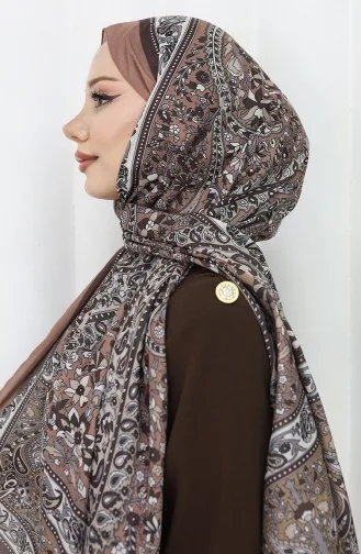 Etnik Desenli Soft Şal 70312-13 Kahverengi