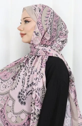 شال ناعم منقوش 70314-01 بيج بودرة 70314-01