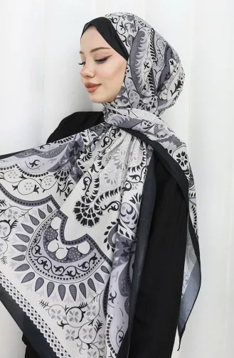 Desenli Soft Şal 70314-02 Siyah Gri
