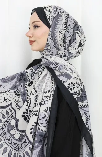 Desenli Soft Şal 70314-02 Siyah Gri