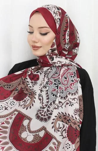 شال ناعم منقوش 70314-04 أحمر قرمزي 70314-04