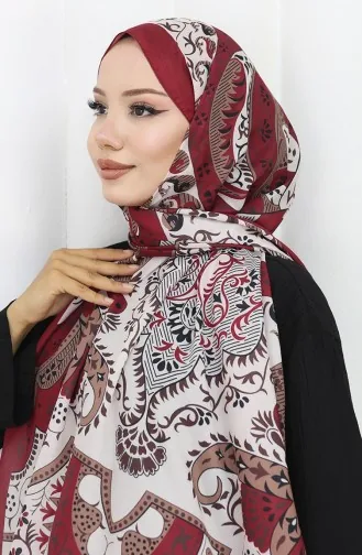 شال ناعم منقوش 70314-04 أحمر قرمزي 70314-04