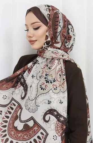 Desenli Soft Şal 70314-06 Kahverengi Krem