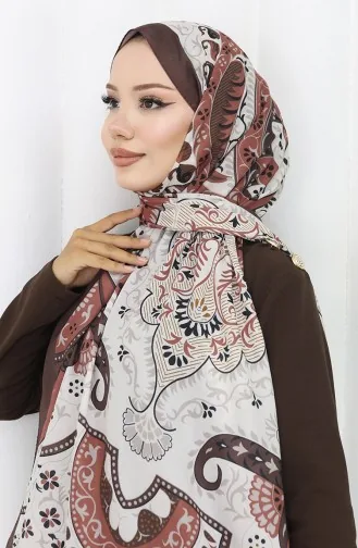 Desenli Soft Şal 70314-06 Kahverengi Krem