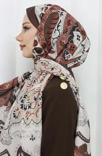 Desenli Soft Şal 70314-06 Kahverengi Krem