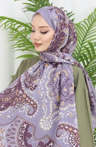 شال ناعم منقوش 70314-13 رمادي خردلي 70314-13