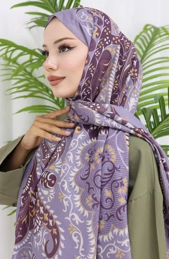 شال ناعم منقوش 70314-13 رمادي خردلي 70314-13