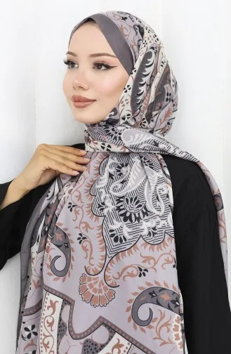 شال ناعم منقوش 70314-14 رمادي منك 70314-14