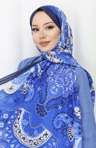 شال ناعم منقوش 70314-17 ساكسوني أزرق داكن 70314-17