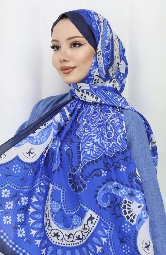 شال ناعم منقوش 70314-17 ساكسوني أزرق داكن 70314-17