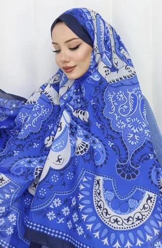 شال ناعم منقوش 70314-17 ساكسوني أزرق داكن 70314-17