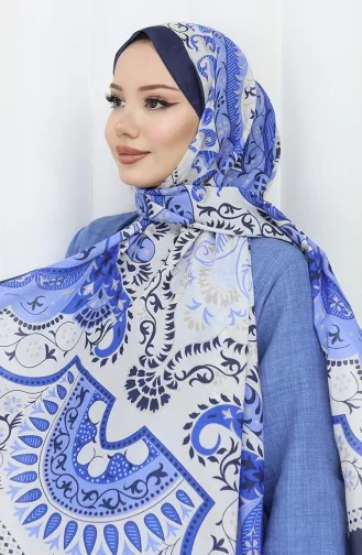 Desenli Soft Şal 70314-18 Lacivert Krem